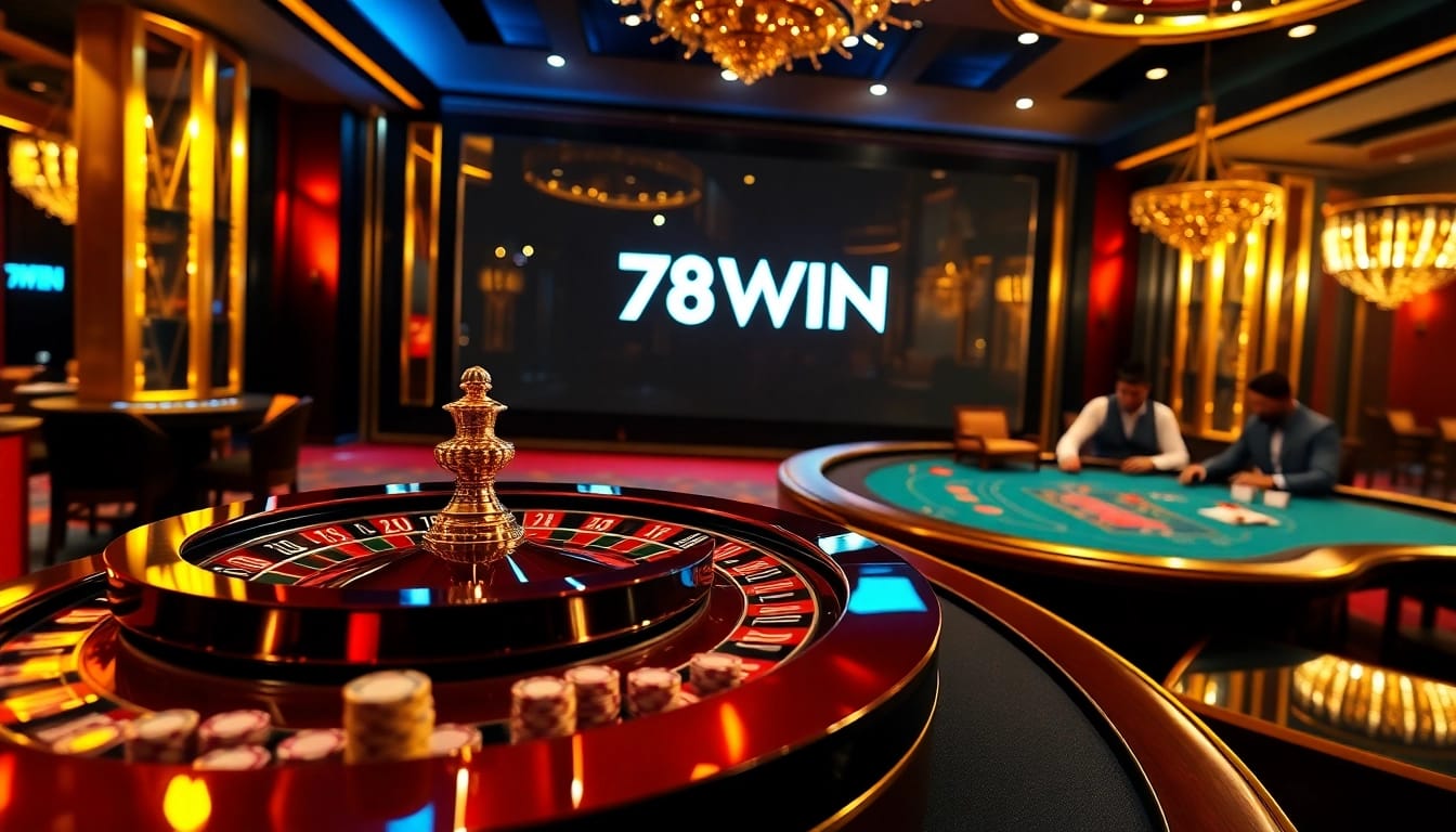 Experience the excitement of betting at 78WIN with vibrant casino elements in action.