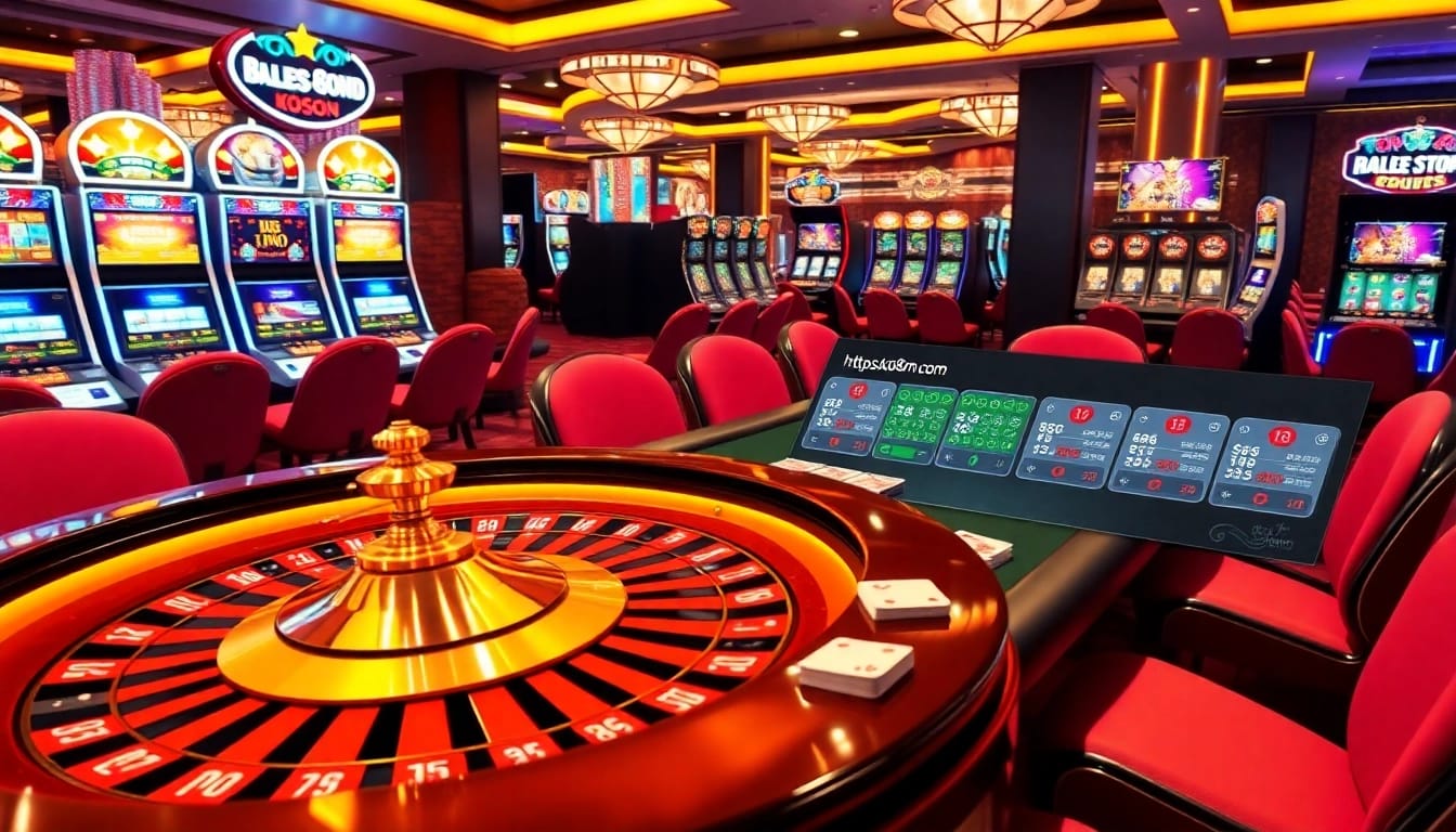 Engage with thrilling gaming action at https://ku88m.com/ featuring sleek poker tables and vibrant slot machines.