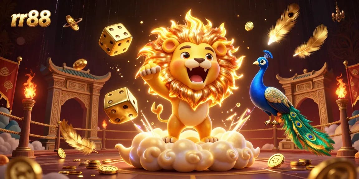 Spin to win with rr88 in a vibrant 3D casino scene featuring golden elements and thrilling gameplay.