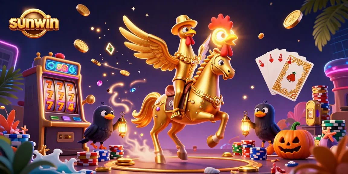 Engage with sunwin's vibrant casino world featuring golden rooster and mystical elements.