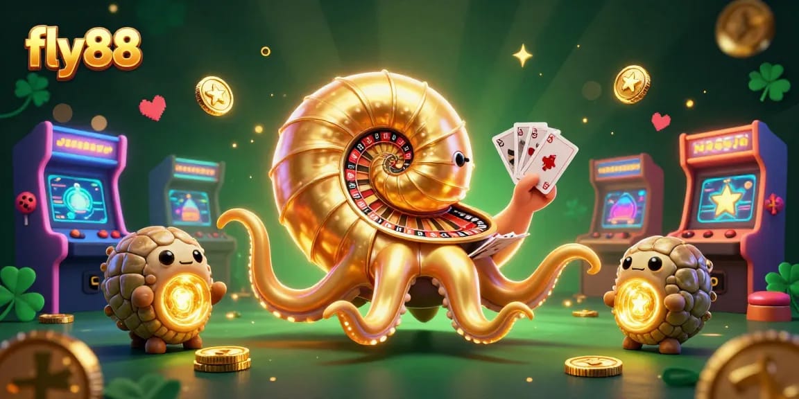 Engage in thrilling gameplay at fly88 casino with a vibrant 3D illustration featuring exciting game elements and characters.