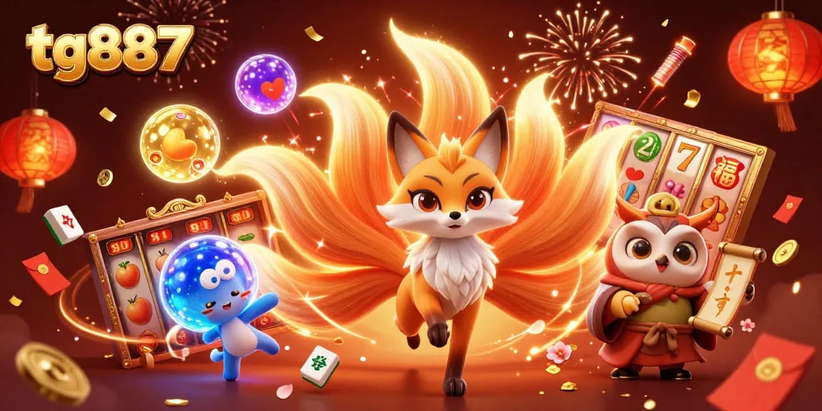 Experience the excitement of tg887 with vibrant gaming elements and enchanting characters in this captivating illustration