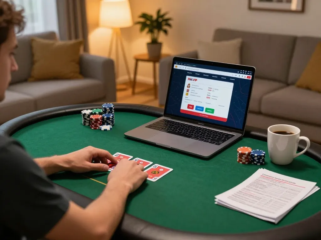 Engaging with RIKVIP casino app on a laptop while managing bankroll strategy.