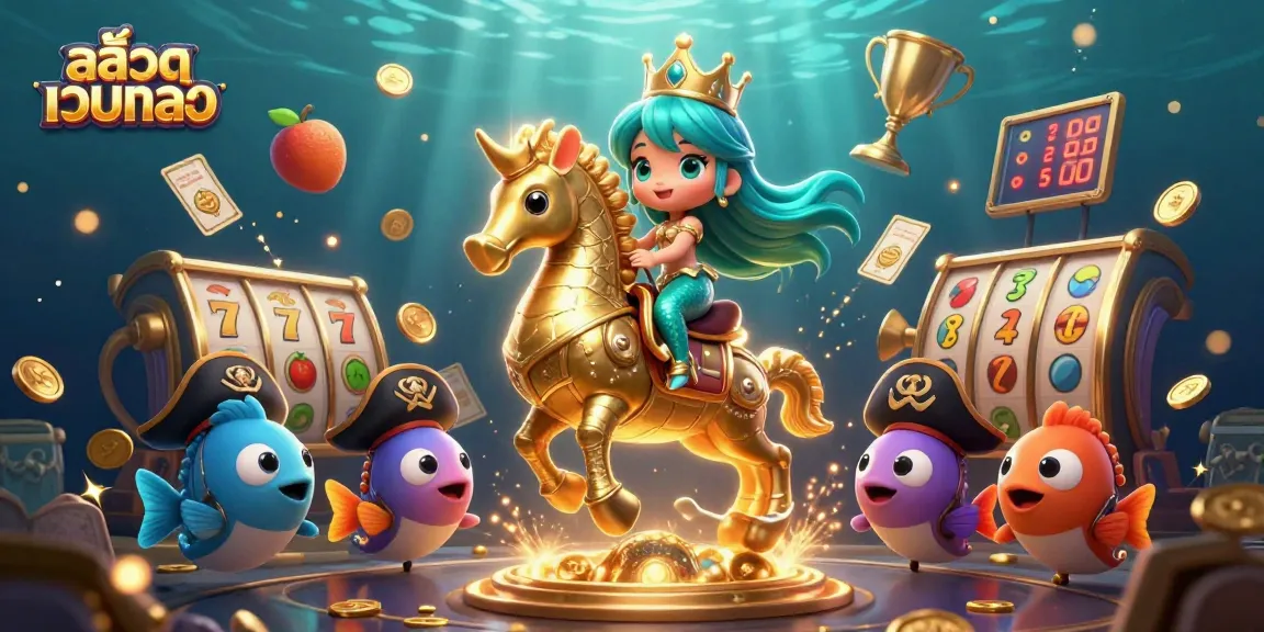 Engage with สล็อตเว็บตรง and explore vibrant slot games featuring a mermaid princess and seahorse.