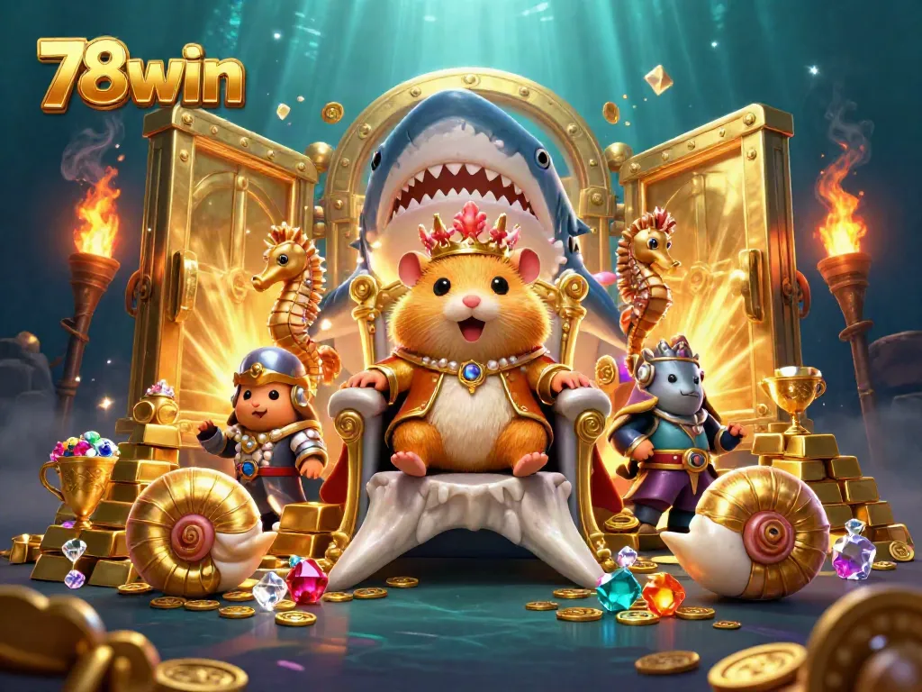 Engaging golden hamster king dominating the underwater casino scene at 78win.