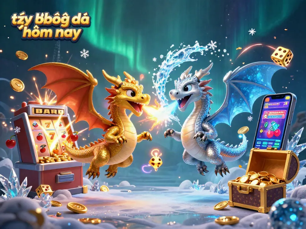 Experience the thrill of tỷ lệ bóng đá hôm nay with fiery dragon battles in a vibrant casino scene.