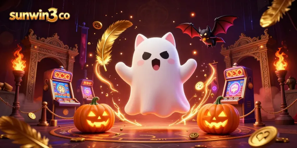 Engage in thrilling gameplay at sunwin3 co with vibrant ghost cat and casino elements