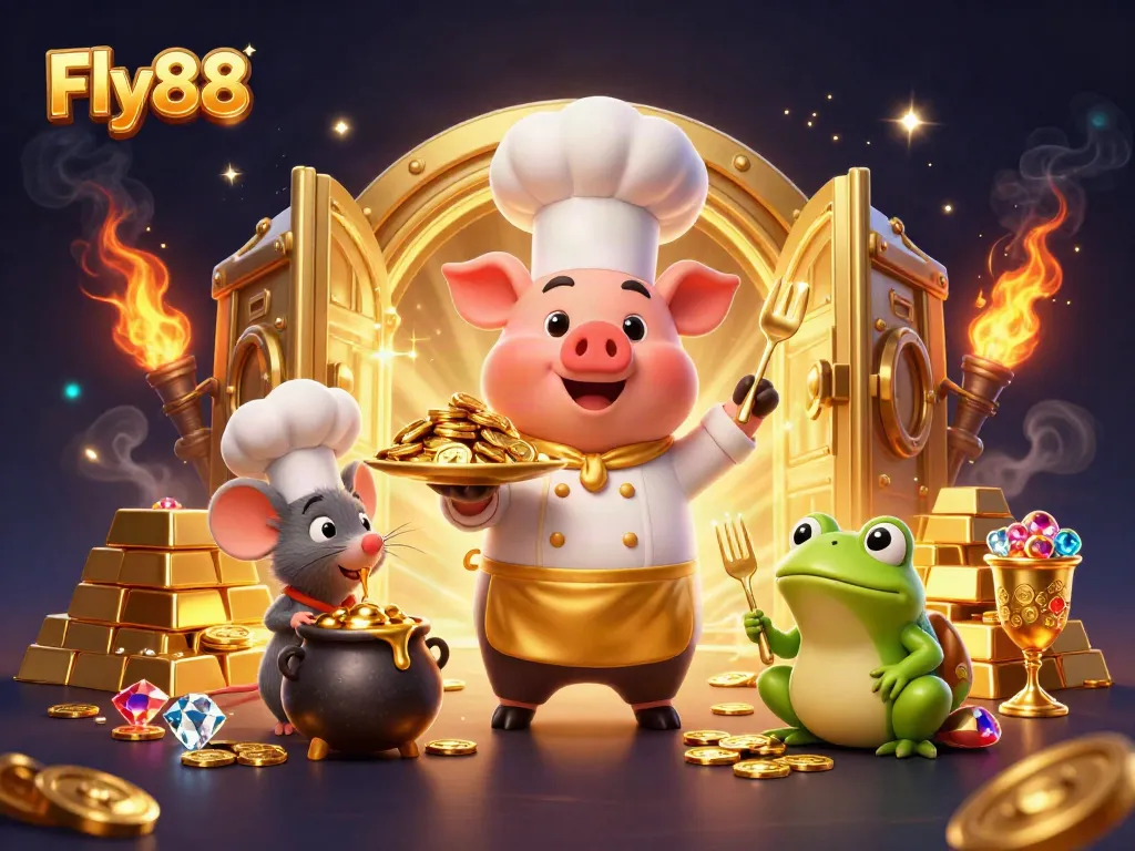 Experience the vibrant gaming world at Fly88 with gold coins, dynamic characters, and sparkling treasures.