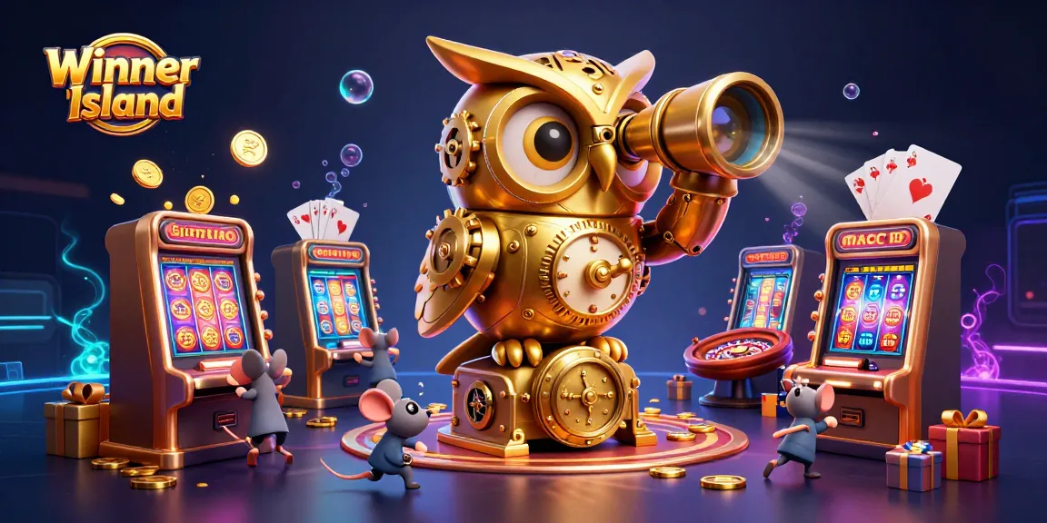 Experience top gaming fun at Winner Island with vibrant slots, golden coins, and engaging casino action.