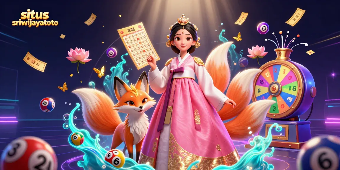 Situs sriwijayatoto provides an exciting scene with the elegant character surrounded by vibrant lottery elements.