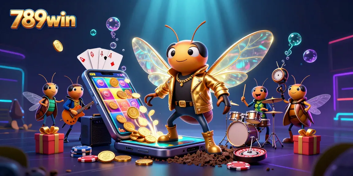 Experience the thrill of 789win with an exciting 3D casino scene featuring games, vibrant characters, and dynamic elements.
