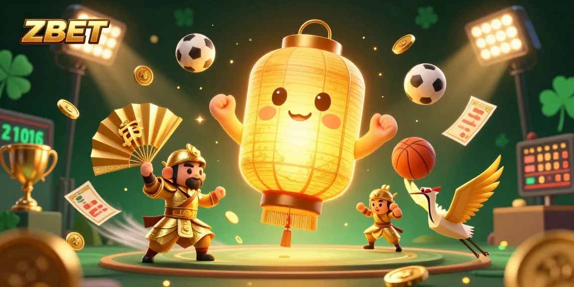 ZBET elevates online gambling with vibrant visuals of a glowing spirit and sports elements showcasing casino excitement.