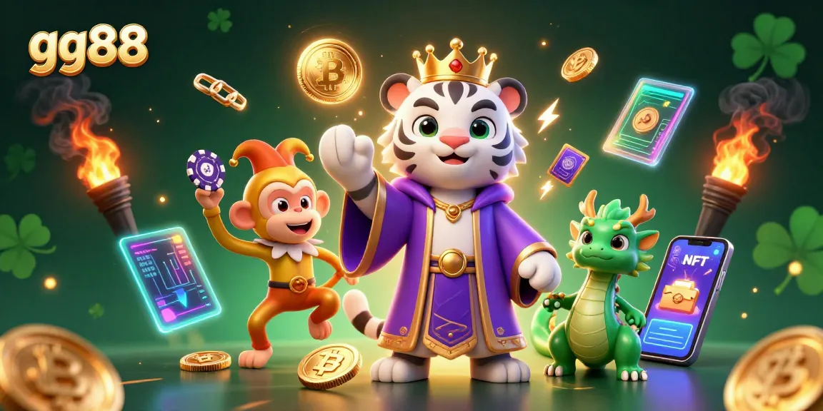 gg88 players engage with glowing coins and lively creatures in a vibrant casino scene