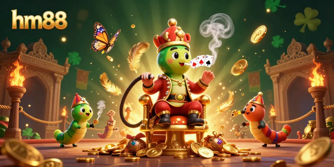Experience thrilling gameplay at hm88 with a magical scene of a caterpillar casino master in a vibrant atmosphere.